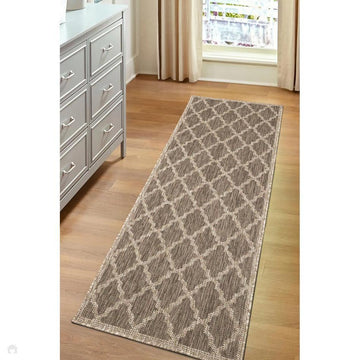 Flatweave Gel Trellis Latte Runner-Melrose-Rug Love - The Most Loved Rug Store